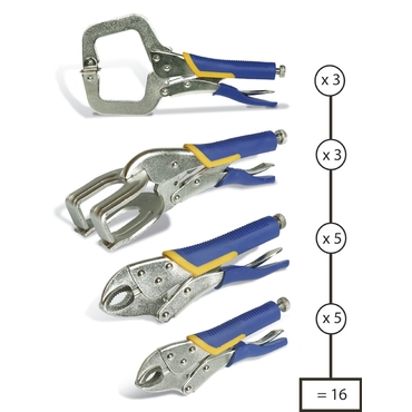 Set Of 16 Car-Body Lock-Grip Pliers