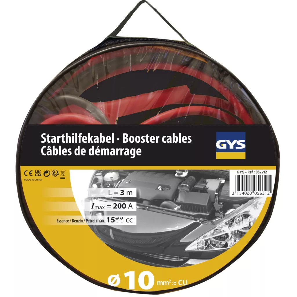 Jump Leads Pro 200A (1.5L) – Insulated Clamps – Ø10Mm² – 2 X 2.8M