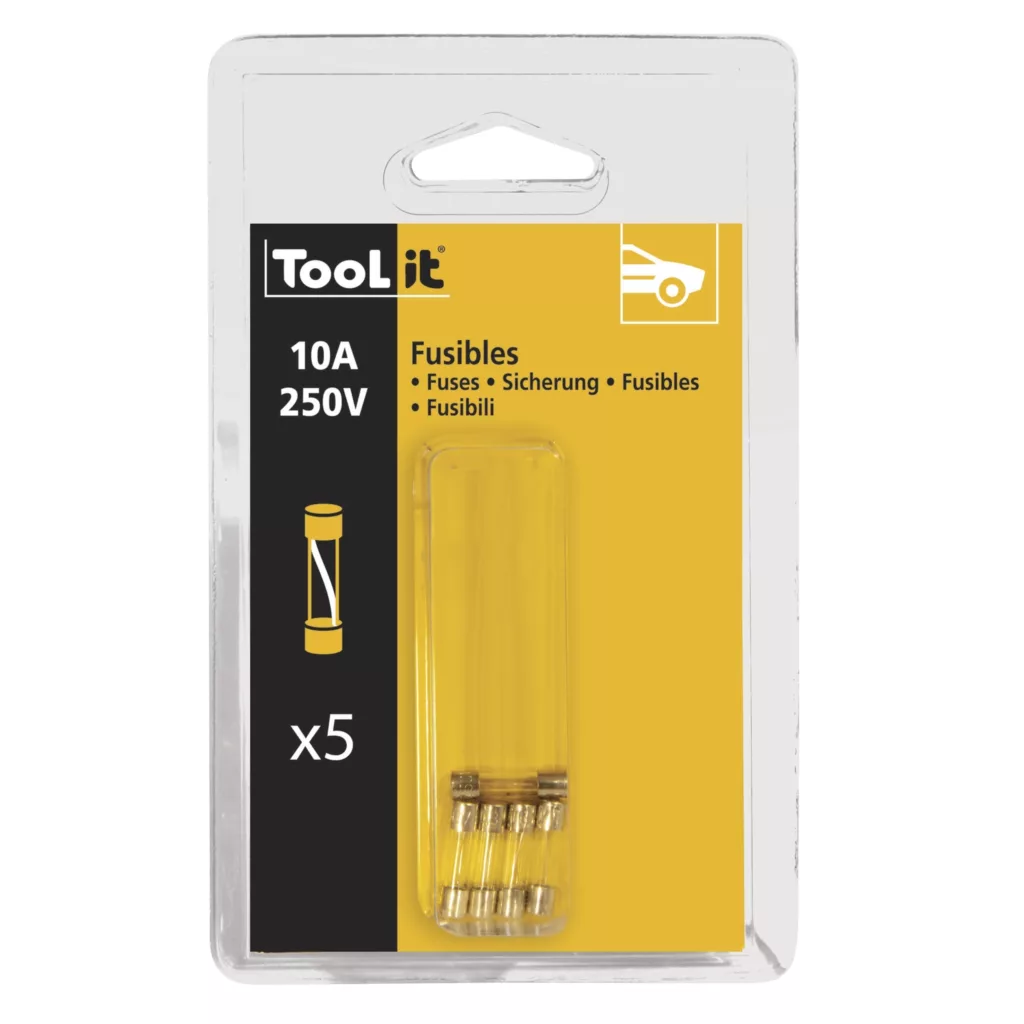 Set Of 5 Fuses 10A-250V Slow Blow / GYSflash 40-50-100A Hf – Blister
