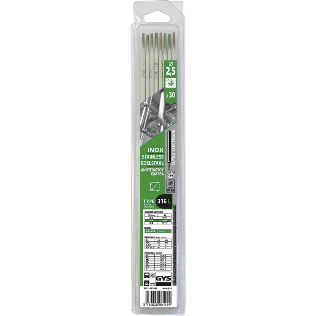 30 Stainless Steel Electrodes – 316L – Ø2.5 (Blister)