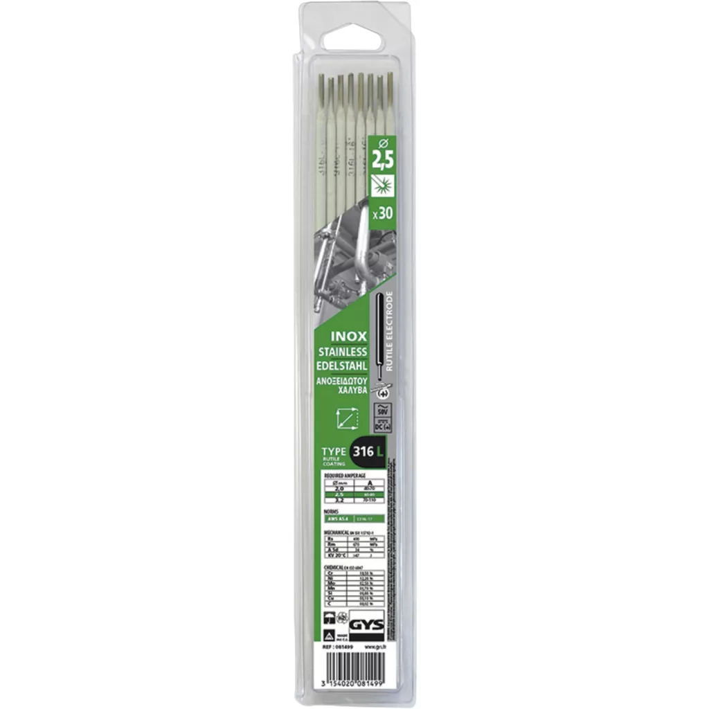 30 Stainless Steel Electrodes – 316L – Ø2.5 (Blister)